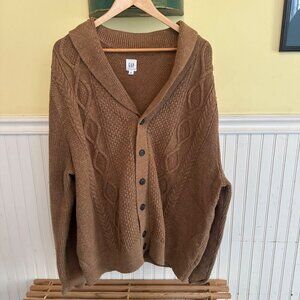 Gap Brown XXL Cable Knit Button-Up Cardigan Sweater